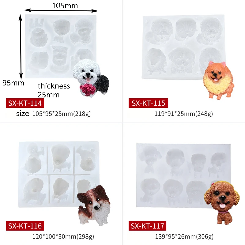 Коллекция милых собак для украшения торта, помадка, форма для выпечки шоколада, в форме бульдога, Хаски, Бишон, собака, сделай сам, рукоделие, силиконовый гель
