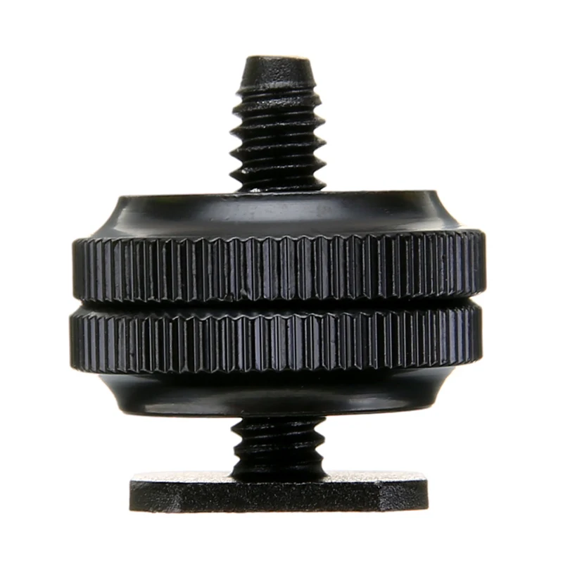 

1pc Professional 1/4 Inch Dual Nuts Tripod Mount Screw To Flash Hot Shoe Adapter Black For Camera Camcorder Telescope Mayitr