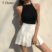 Элегантный Дизайн Повседневная юбка в складку Женская однотонная мягкая трапециевидная мини теннисная юбка