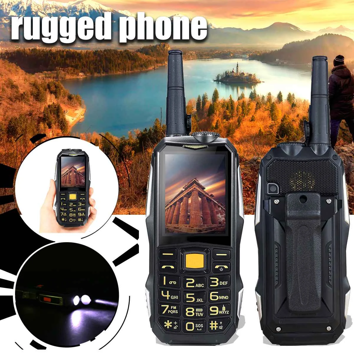 

19800mah Waterproof Shockproof Rugged Phone Walkie Talkie Phone Support Power Bank Flashlight Dual Sim Gsm Smartphone Fm Radio