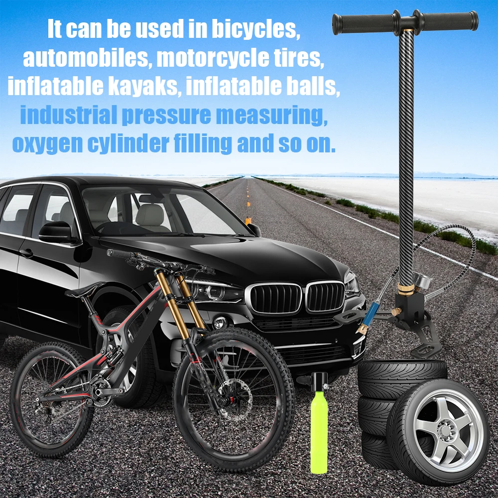 

40Mpa 6000psi High pressure Air PCP Pump Air Rifle Paintball hand pump Large Pressure Gauge Foldable Base