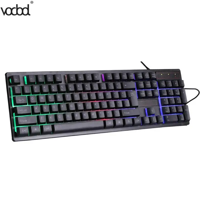 

VODOOL 104 Key Suspension Cap Rainbow Backlit Mechanical Feel USB Wired Gaming Keyboard for Computer PC Laptop Keyboard Hot Sale