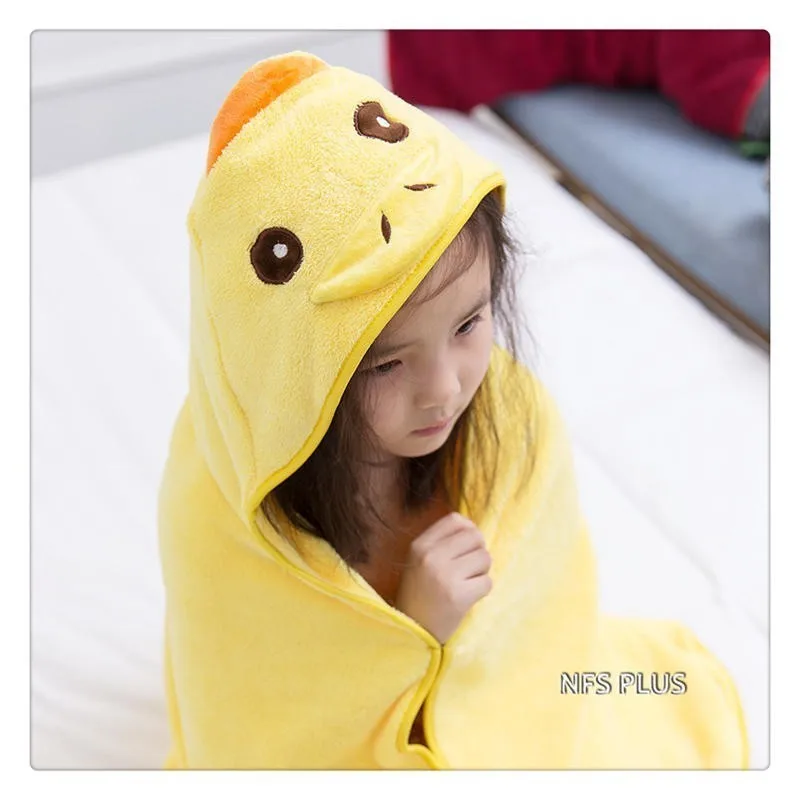Мультяшное детское банное полотенце с капюшоном пончо бархатный детский халат