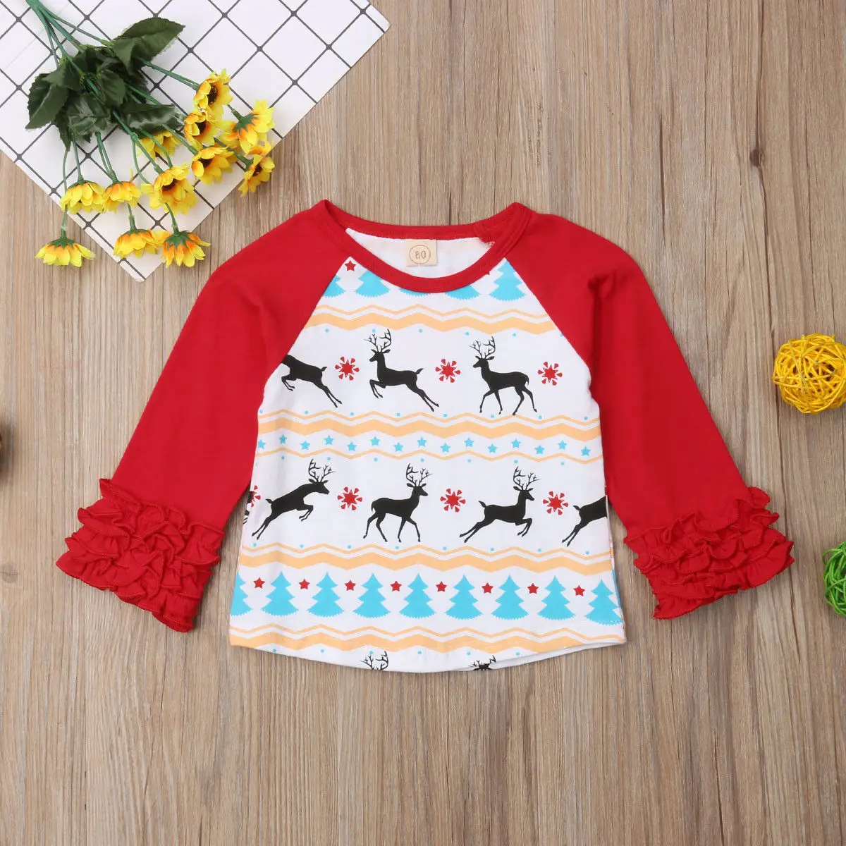 

Christmas Cute Kids Baby Boys Girls T-shirts Long Sleeve Deer Tops T-shirt Clothes