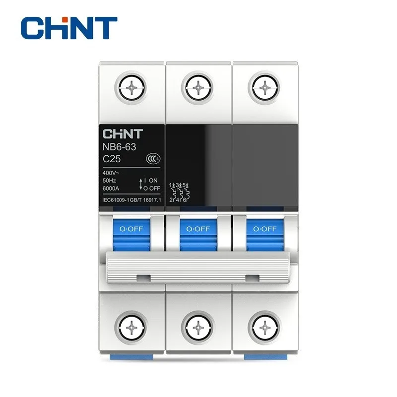 Миниатюрный выключатель CHINT с защитой от перегрузки TaiChi NB6 63 серии 3P Бытовой