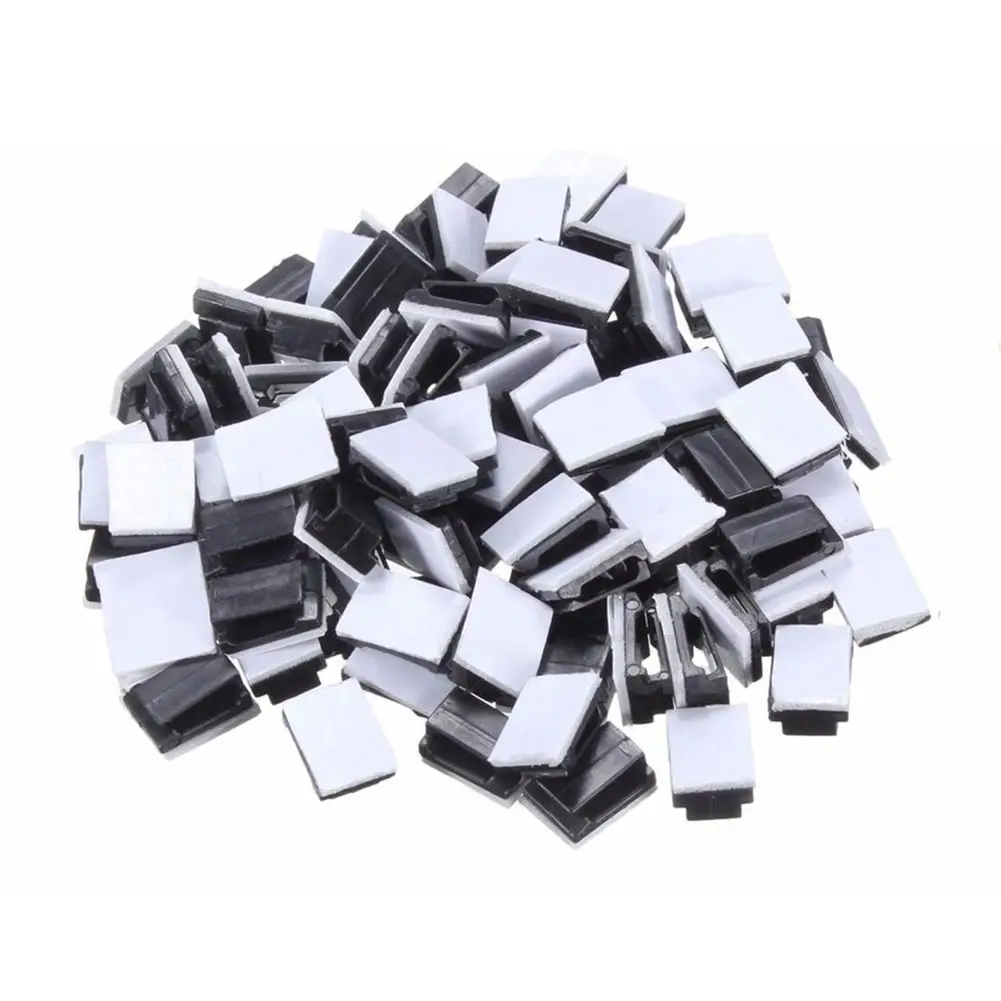 BMBY-100pcs пластиковые провода галстук прямоугольник кабельного монтажа зажим самоклеющиеся черный