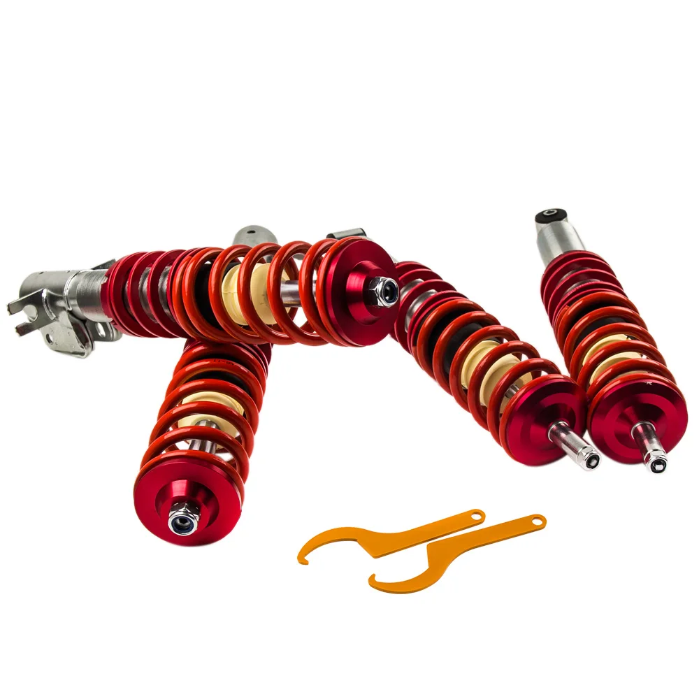 Fit VW кролик Гольф MK1 я регулируемая высота койловеров подвеска Снижение Red для