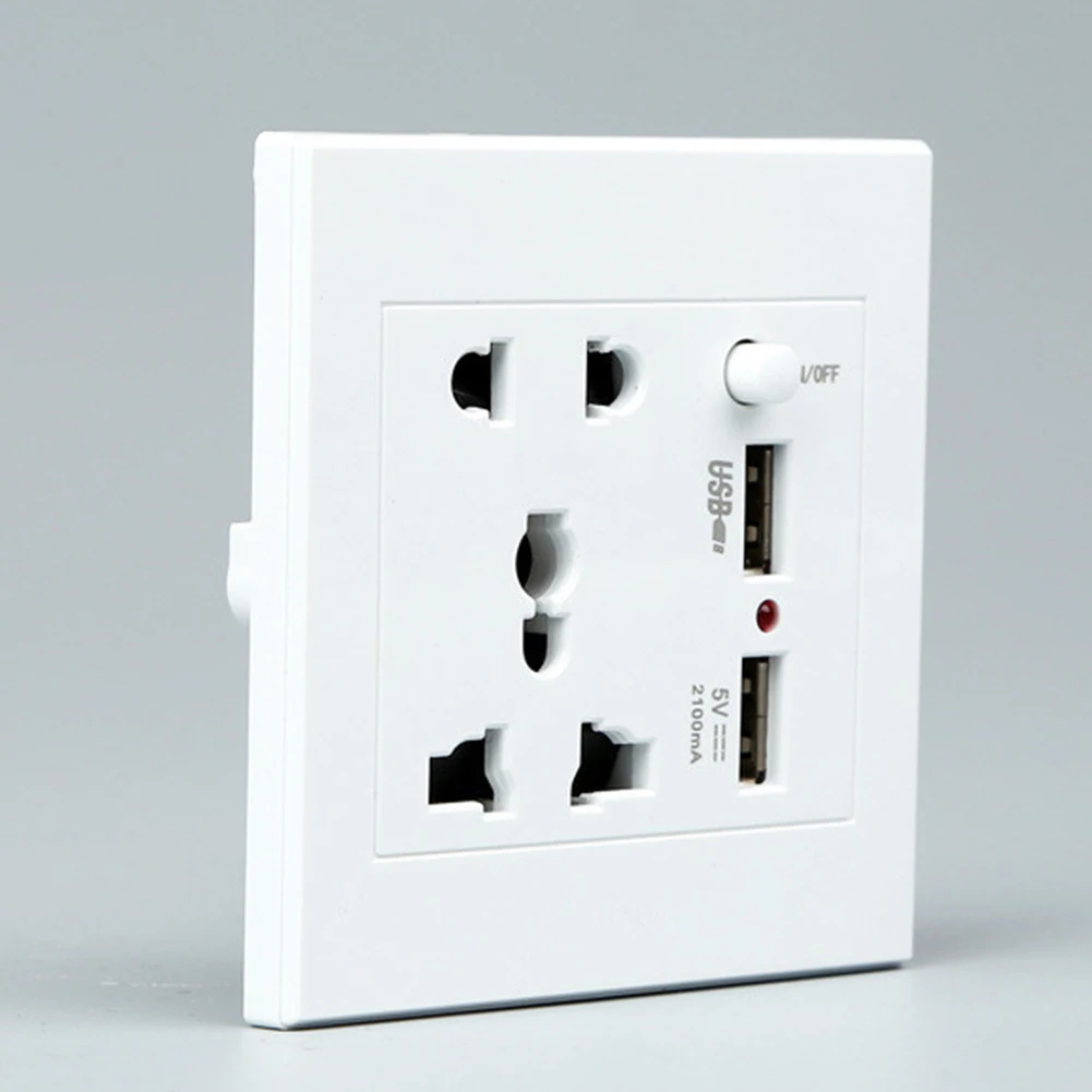 

New Home Fittings Dual USB Outlet Panel Charger Power Adapter Port Wall Socket Easy Install Anti Impact Receptacle