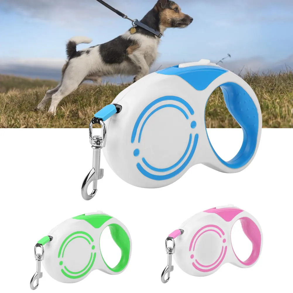

5M Durable Nylon Retractable Automatic Winding Rope Dogs Walking Traction Leashes Reflective Pet Dog Collar Leash