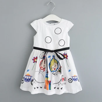 

Kid's Baby Toddler Girls New Fashion Casual Cute Sleeveless Cartoon Dress Summer One Piece Dress Hot