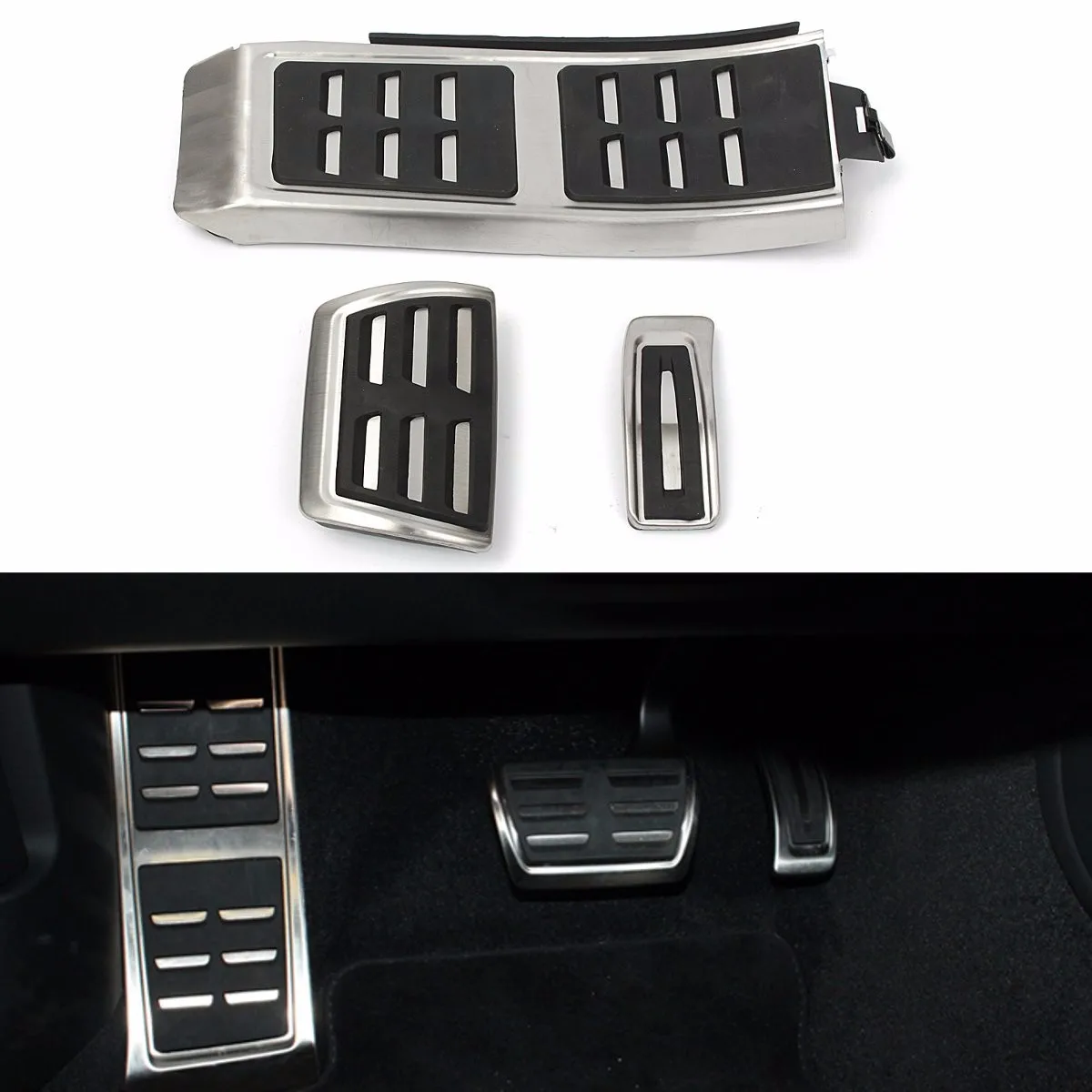 

3Pcs for AUDI A4 S4 A5 A6 Q5 S5 A7 Stainless Steel Car Styling Non Slip Sport Foot Rest Fuel Brake Pedal Plate Cover Auto Pedals