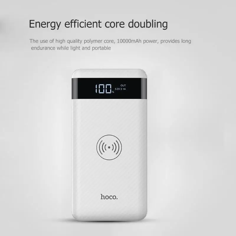 HOCO QI Wireless Charger Power Bank 10000mAh Dual USB with Digital Display External Battery Power Bank for iPhone 8 X XS Max XR HOCO QI Wireless Charger Power Bank 10000mAh Dual USB with Digital Display External Battery Power Bank for iPhone 8 X XS Max XR