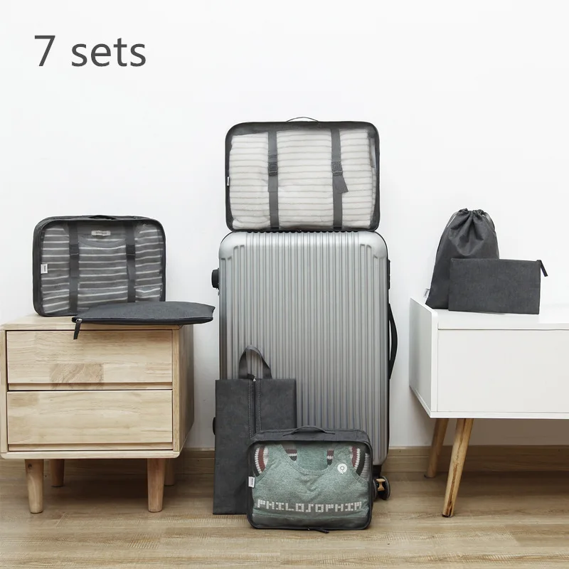

Travel Accept Package 7 Paper Set Cation Oxford Cloth Transparent Bag Toilets Tourism Arrangement Closet Organizer Sachet Zip