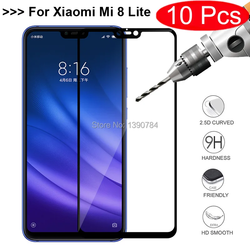 

10Pcs 2.5D Full Cover Tempered Glass For Xiaomi Mi 8 Lite 6.26" Screen Protector For Xiaomi Mi 8 Lite Mi8 Lite Phone Glass Film