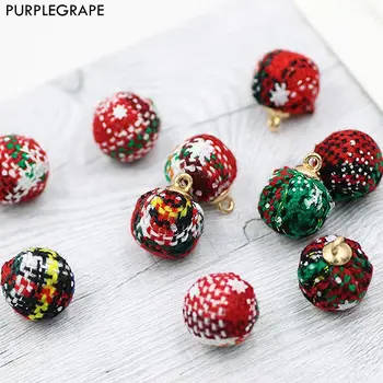 

Christmas theme diy cloth ball pendant earrings jewelry accessories material headwear pendants homemade holy gift 20pcs
