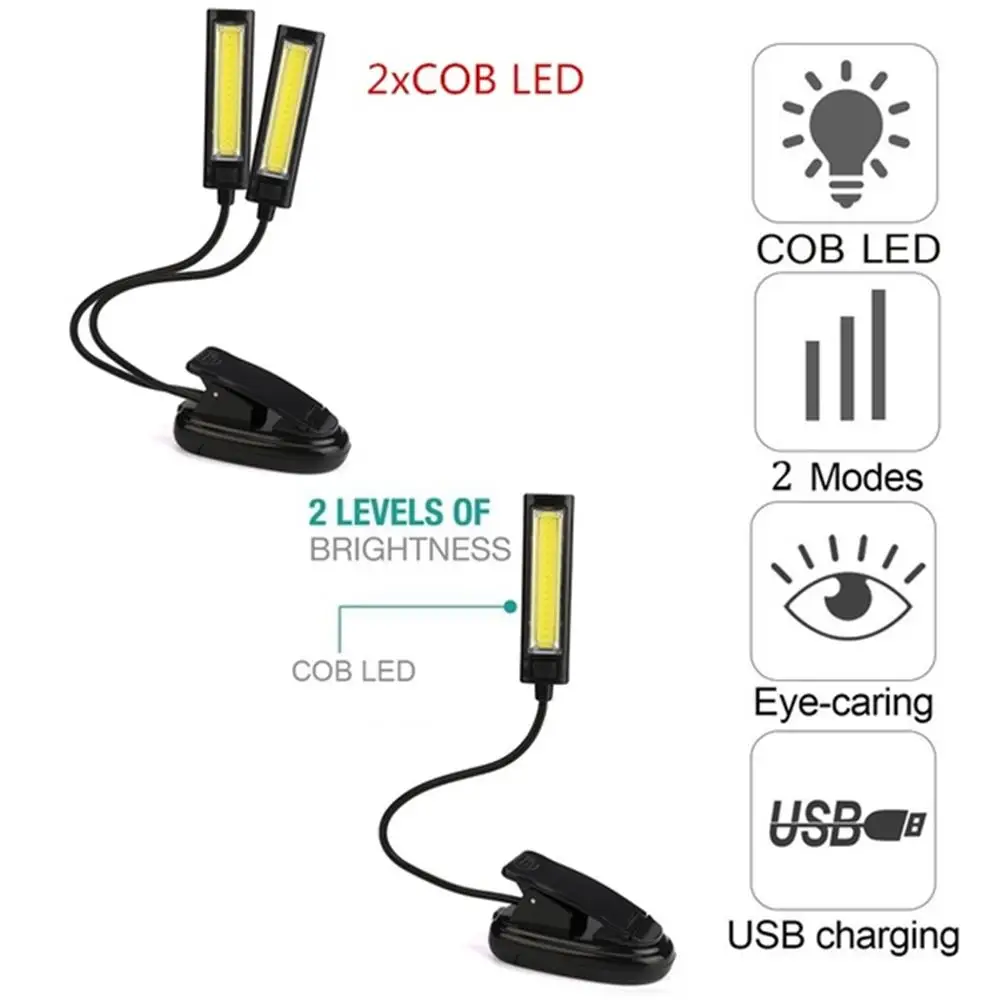 

Mini COB LED Clip On Adjustable Book Reading Light Lamp Super Bright For Kindle Touch Light