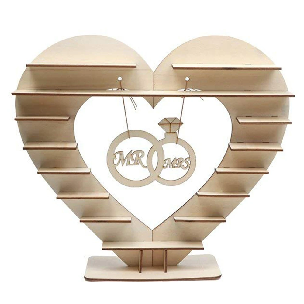 Romantic Sweet Love Heart Display Stand Wooden Chocolate Dessert Holder