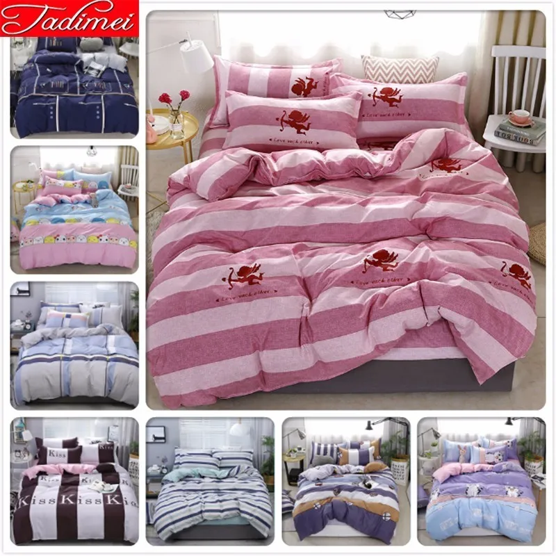 cheap 150x200 180x220 200x230 220x240 Duvet Cover Bedding Set Adult Kids Soft Cotton Bed Linen Single Full Queen King Size Bedspreads