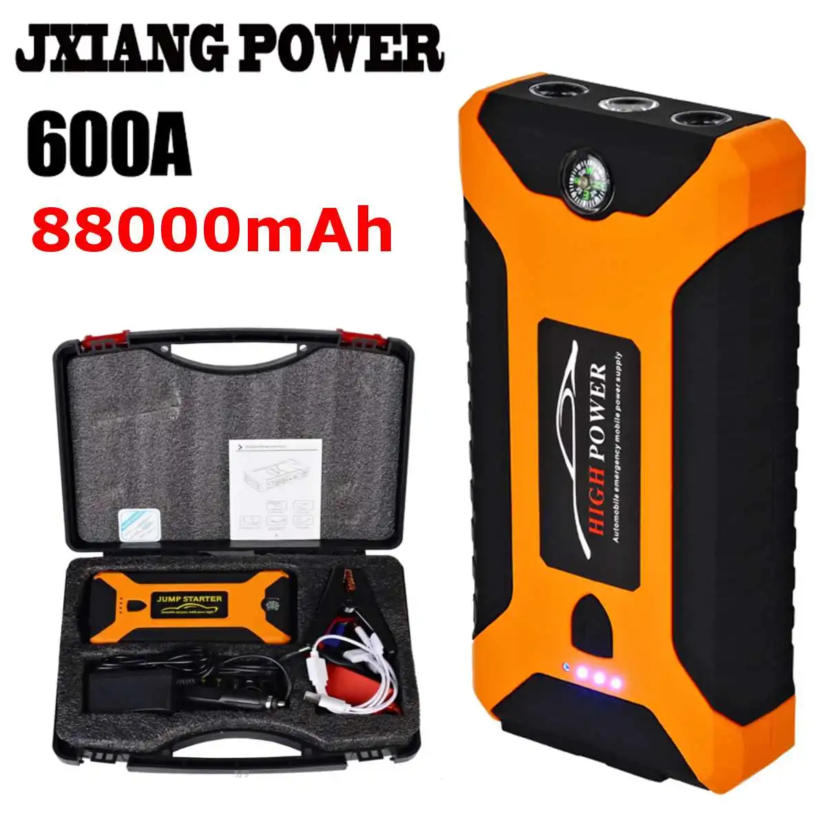 88000mAh 600A Portable Car Jump Starter Power Bank 4USB