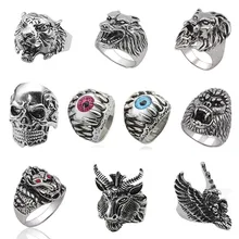 Punk cráneo Tigre Vintage anillo para hombres Steampunk Retro hueco anillos de acero inoxidable gótico hombre joyería Hip Hop Dropshipping. Exclusivo. 2019