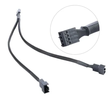 

30cm PWM Fan Splitter Cable, 3/4 pin PWM Fan Cable Splitter Black Sleeved Extension Cable for CPU PC Case Fan