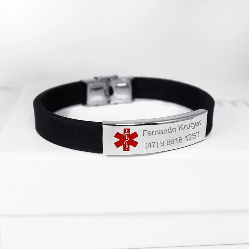 Medical Alert ID Bracelets Personalized Engraved Medical Sign Bracelet