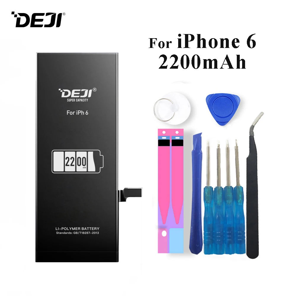 Батарея Deji для iPhone 6 6G литий полимерная батарея большой емкости 2200 мАч +