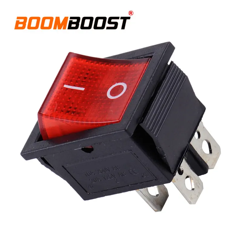 Red Indication Light Rocker Switch 4 Pin Car Motorcycle Boat Power Control On-Off 2 Position AC 110V-220V KCD4-201N/KCD2-201N | Автомобили