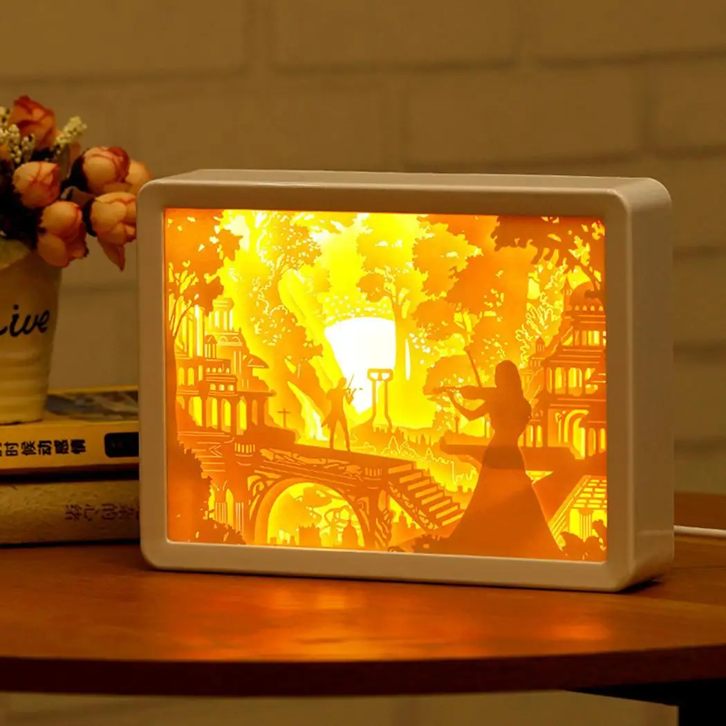 

Creative LED Night Light Paper Carving 5W Lamp for White Bedroom Living Room US Decoration