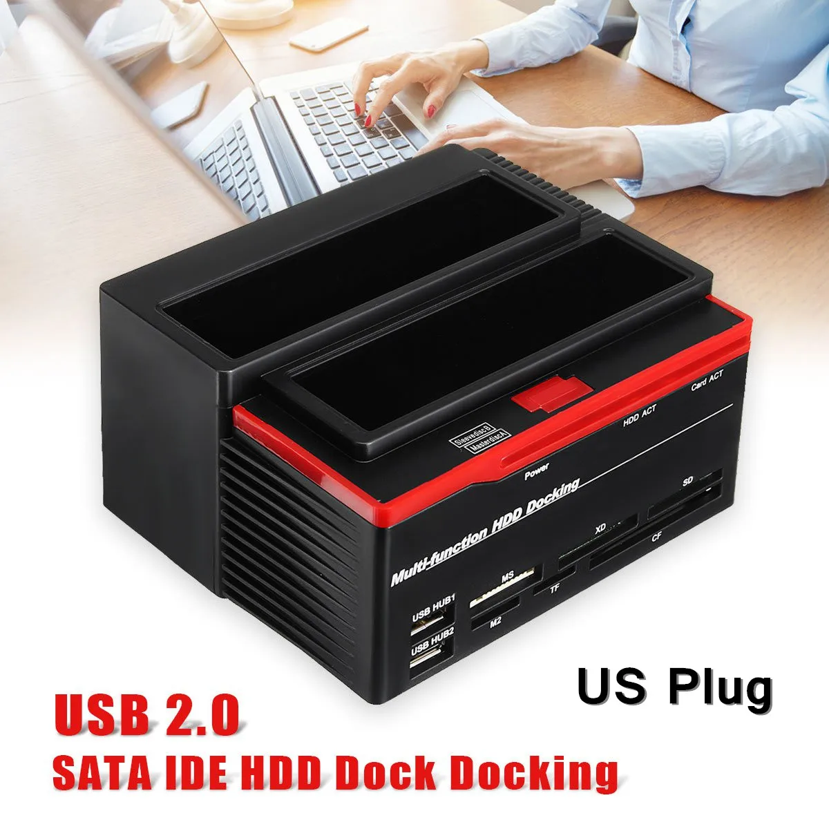 2,5/3,5 дюйма Многофункциональный SATA IDE HDD док-станция Оффлайн клонировать жесткий диск Корпус USB2.0 HUB Card Reader США Plug
