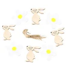 16 шт. пеньковая веревка дерево Забавный Пасхальный цветок висячие реквизит декор кролик висячие для вечерние праздники дома