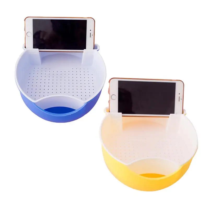 

Snack Bowl with Shell Holder Cute Bear Double Dish Nut Bowl With Cellphone Holder Slot for Peanuts Seed Candies (Random Color)