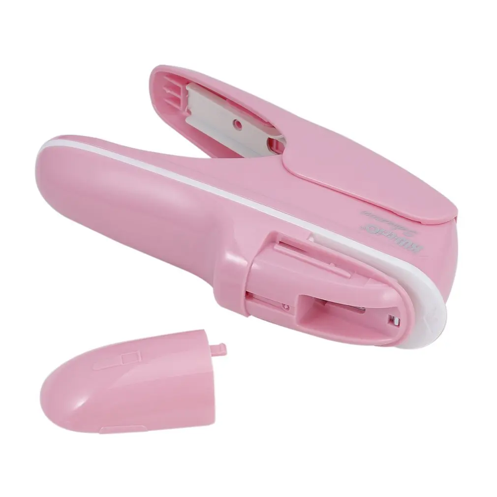 

Fashionable Lovely Blue Pink No-Staple Stapler School Office Stapleless Staple-free Fastening Paper Stationary Supplies