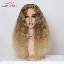 Сури волосы 28 дюймов Синтетические парики для женщин афро-американский Омбре блонд парик длинные натуральные волны парик для косплея термостойкий