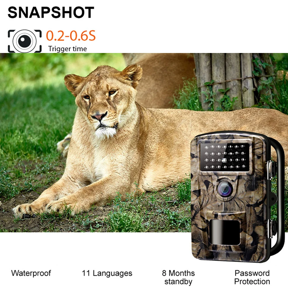 

ZECRE PH700A Outdoor IP66 Waterproof Infrared Hunting Camera Night Vision LEDs Trail Camera 12MP 1080P LCD Display Wild Camera