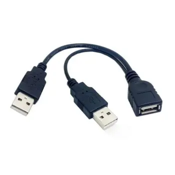 

10pcs/lot CY Chenyang BK USB 2.0 Female A to Dual A Male Extra Power Data Y Cable for 2.5" Hard Disk