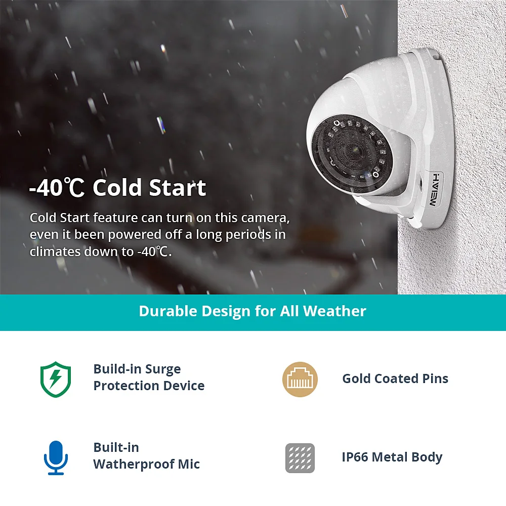  H.VIEW PoE IP Camera 4mp H.265 CCTV Camera PoE Cameras 2.8mm Easy Access on iPhone Android Phone On - 32901736075