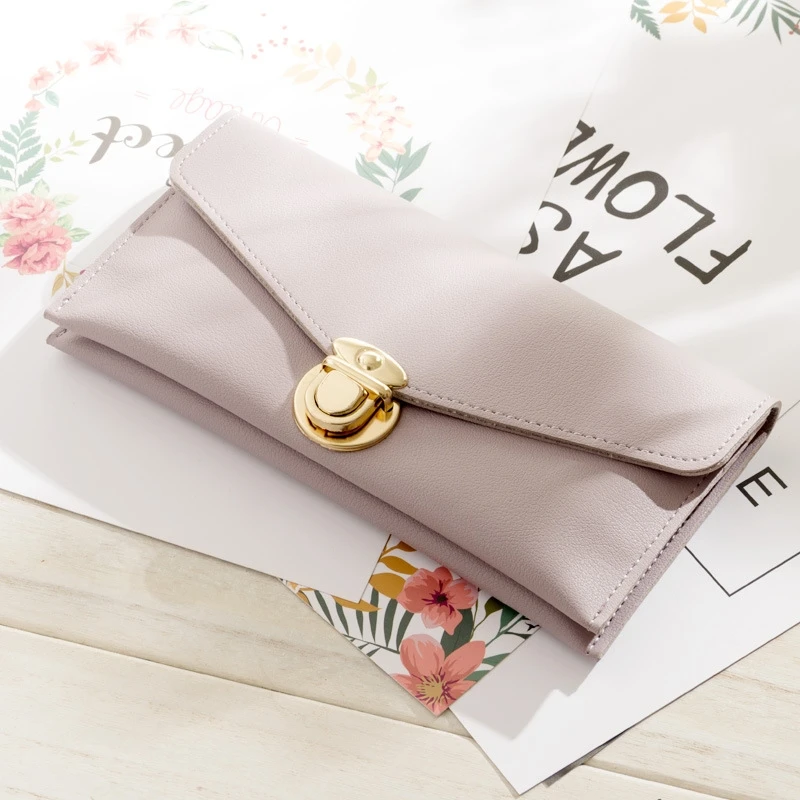 

Women's Wallet Long Wallet Leather Large Capacity Multi-Card Metal Buckle Clutch Bag Tide