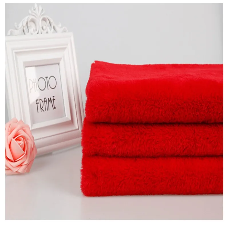 

Lychee Life A4 Simulation Rabbit Fur Fabric High Quality Red Soft Plush Fabric DIY Sewing Material For Handbag Garments