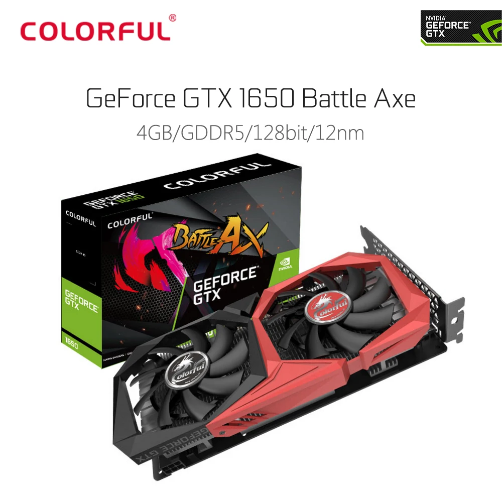 

Original Colorful Nvidia GeForce GTX 1650 4G Video Graphics Card for Gaming Map 1485MHz GDDR5 4GB CUDA 896 support DP HDMI DVI