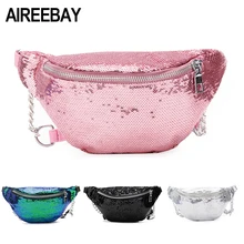 AIREEBAY, женская модная поясная сумка с блестками, новинка, нагрудная сумка, сумка на плечо, блестящие ремни, сумки на пояс