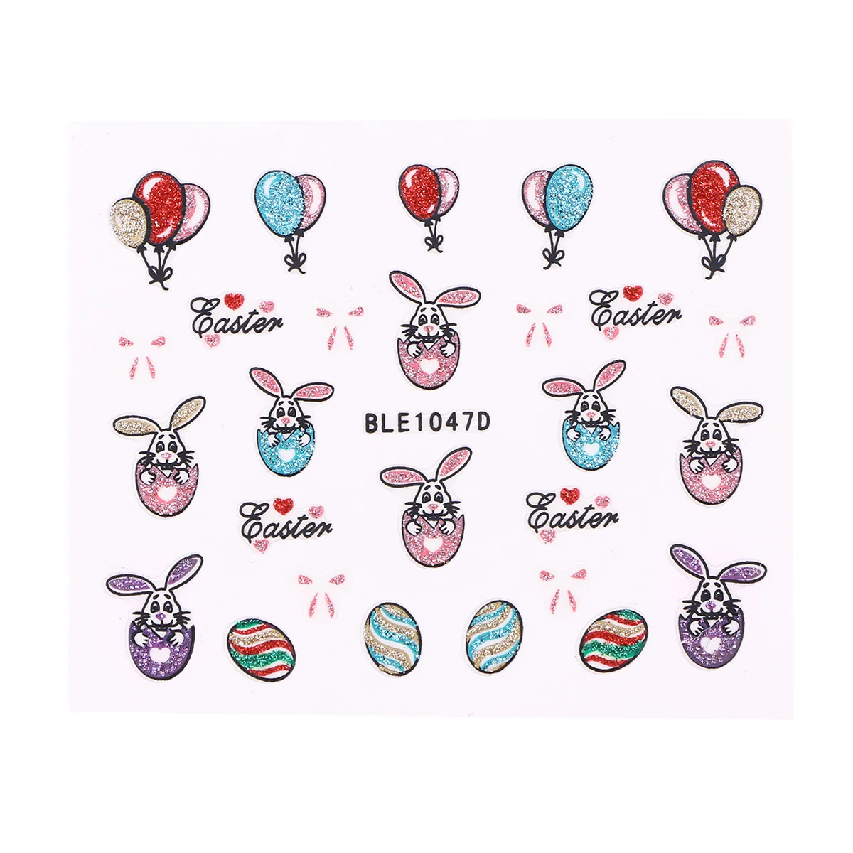 

1 Sheet 3D Nail Stickers Colorful Cartoon Patterned Exquisite DIY Nail Applique Easter Nail Stickers Girls Stickers