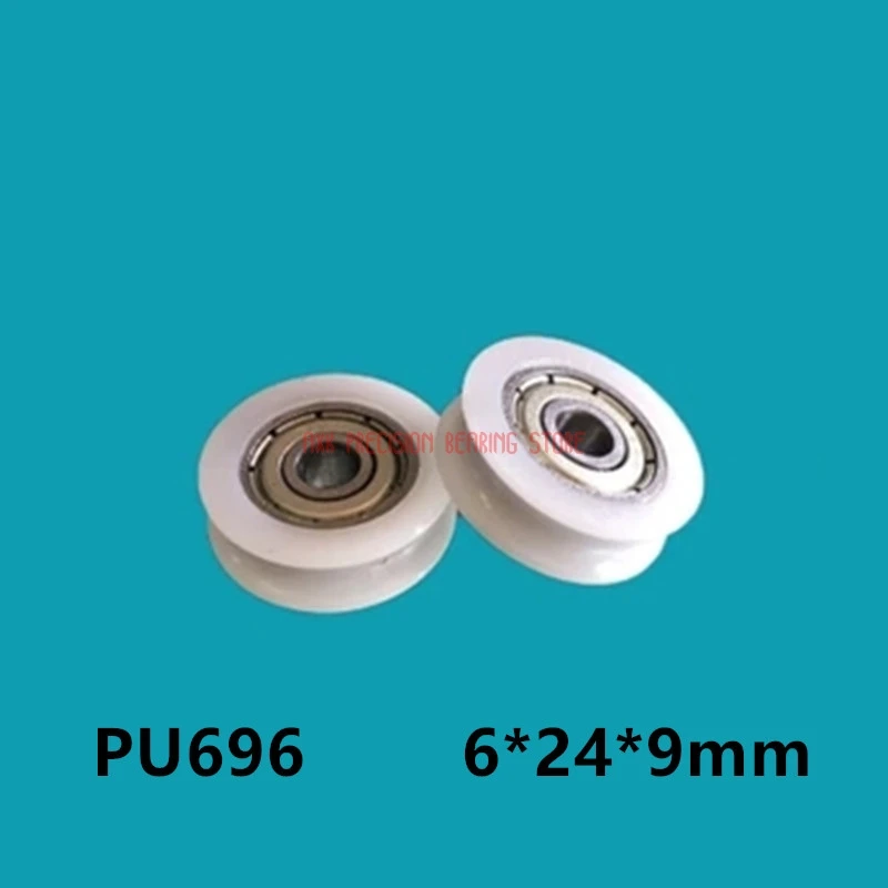 10pcs U Nylon plastic Embedded 696 Groove Ball Bearings 6*24*9mm Guide Pulley