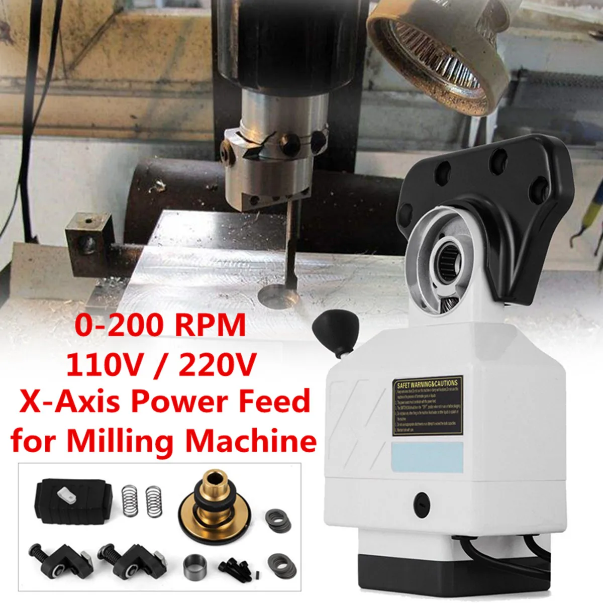 

Aluminium Alloy 110V Power Feed X-Axis 150 Lbs Torque for Bridgeport Type Larger Torque Milling Machines 0-200 RPM Adjust