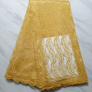 

African Lace Fabric Embroidered High Quality French Mesh Lace Sewing Fabric Gold Nigerian Milk Silk Lace Fabrics For Dress 2019