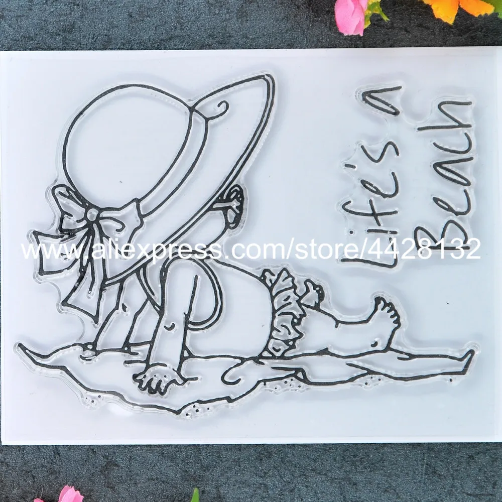 

Beach Girl Scrapbook DIY photo cards rubber stamp clear stamp transparent stamp 11x14cm 9012072