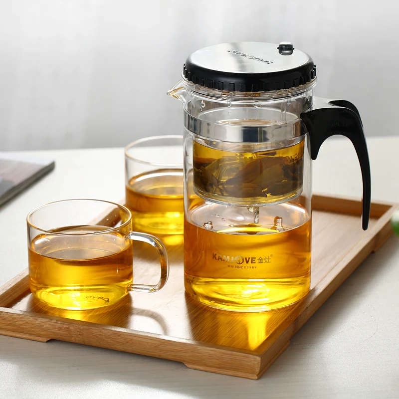 Подлинная Kamjove TP-160 искусство чайная чашка чайник 500 мл стеклянный чайный чайник с сетчатым фильтром жаростойкий чайник с чашками автоматическое открытие чайный сервиз infuser de cha