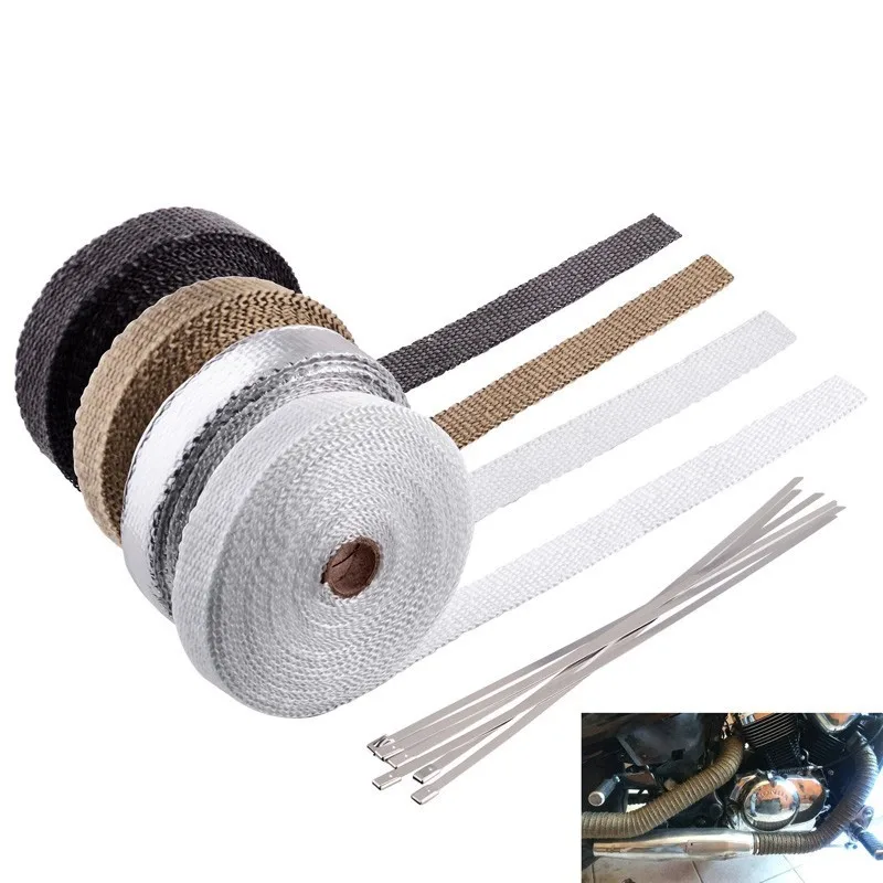 

SPEEDWOW 5M/10M/15M Exhaust Pipe Header Heat Wrap Resistant Downpipe Stainless Steel Ties for Car Motorcycle Accessories