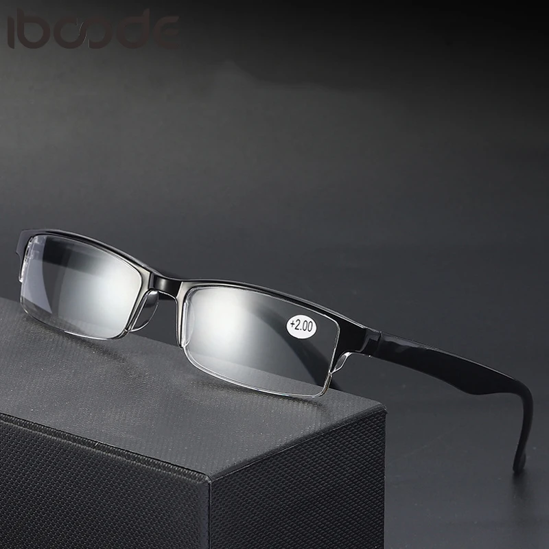 

iboode 2019 Half Frame Reading Glasses Fashion Men Women Square Cutting Trim Elderly Presbyopic Eyeglasses Diopter +1.0 To +4.0