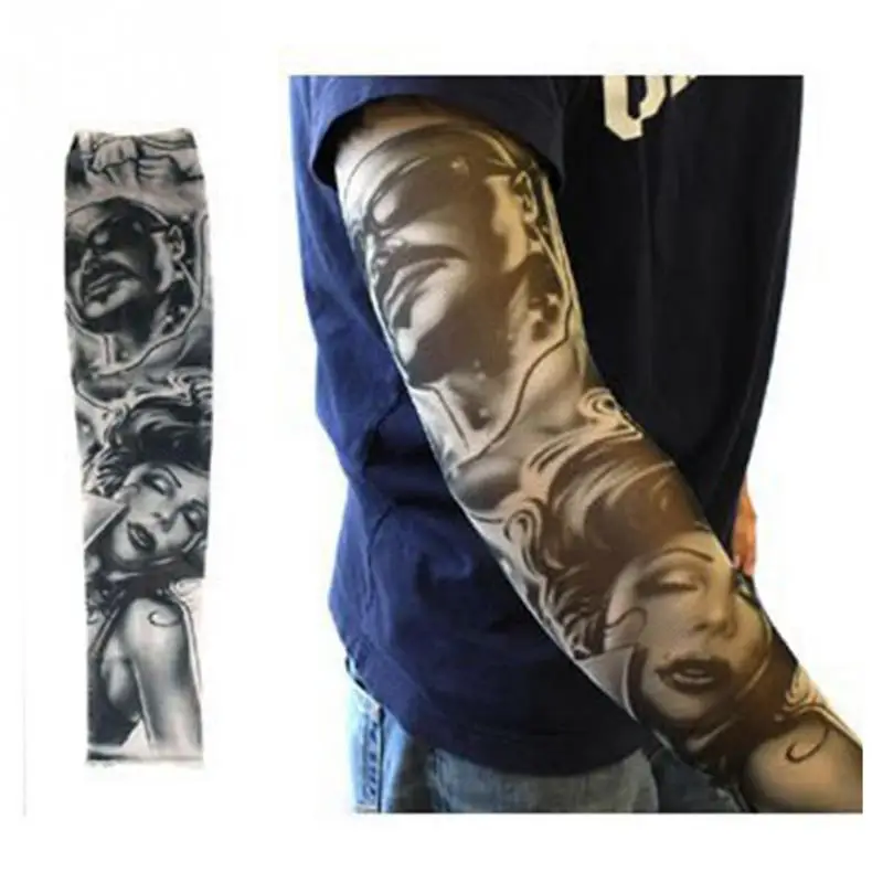 

Fashion Cool Tattoo Arm Leg Sleeves Elastic Nylon Fake Temporary Body Arm Stockings Sun Protection